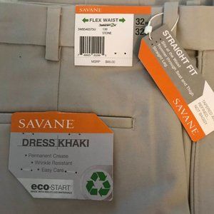 NWT Men's Savane Flat front Eco-start khakis 32x32
